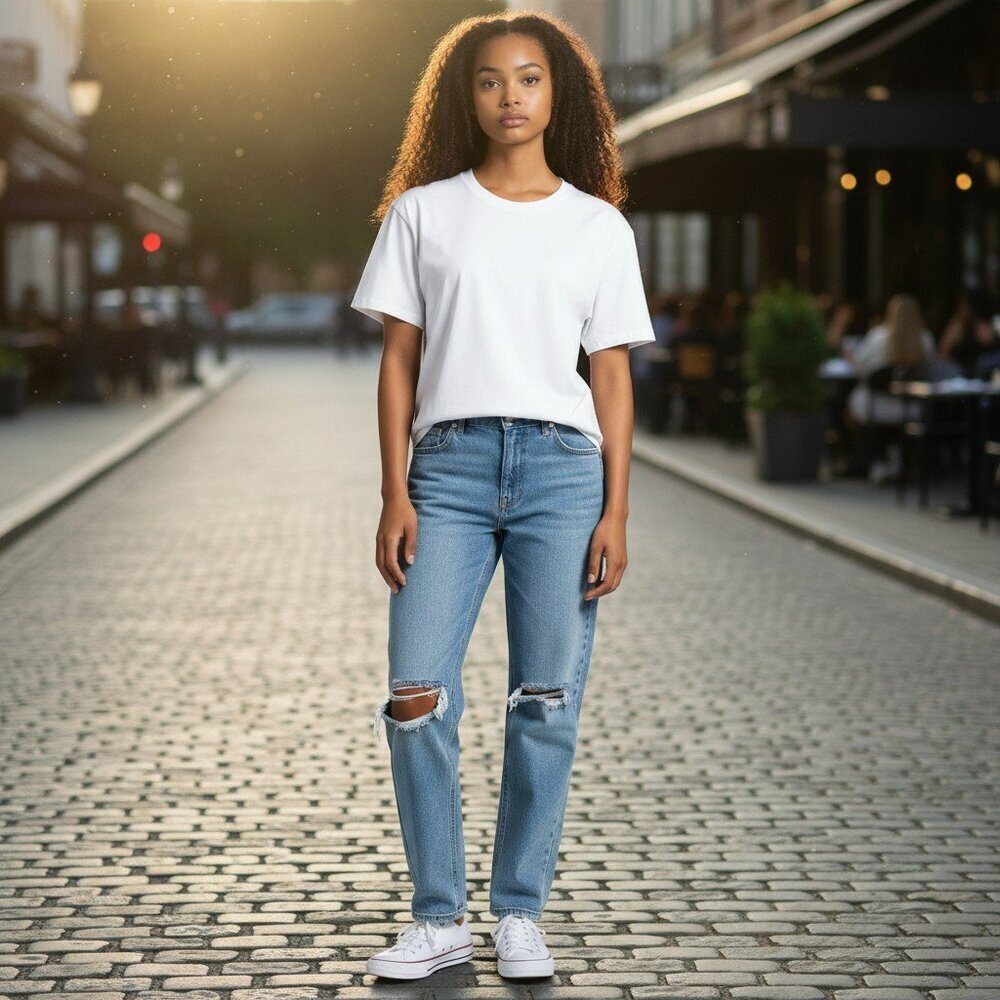 RSQ Womens Size 27 Light Wash High Rise Straight Leg Distressed Denim Jeans